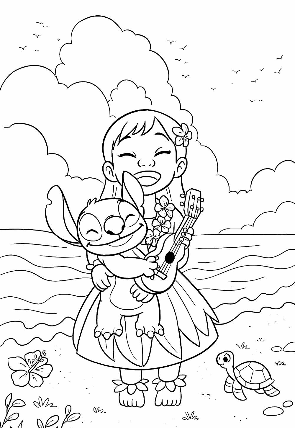 Desenho de Lilo e Stitch para colorir