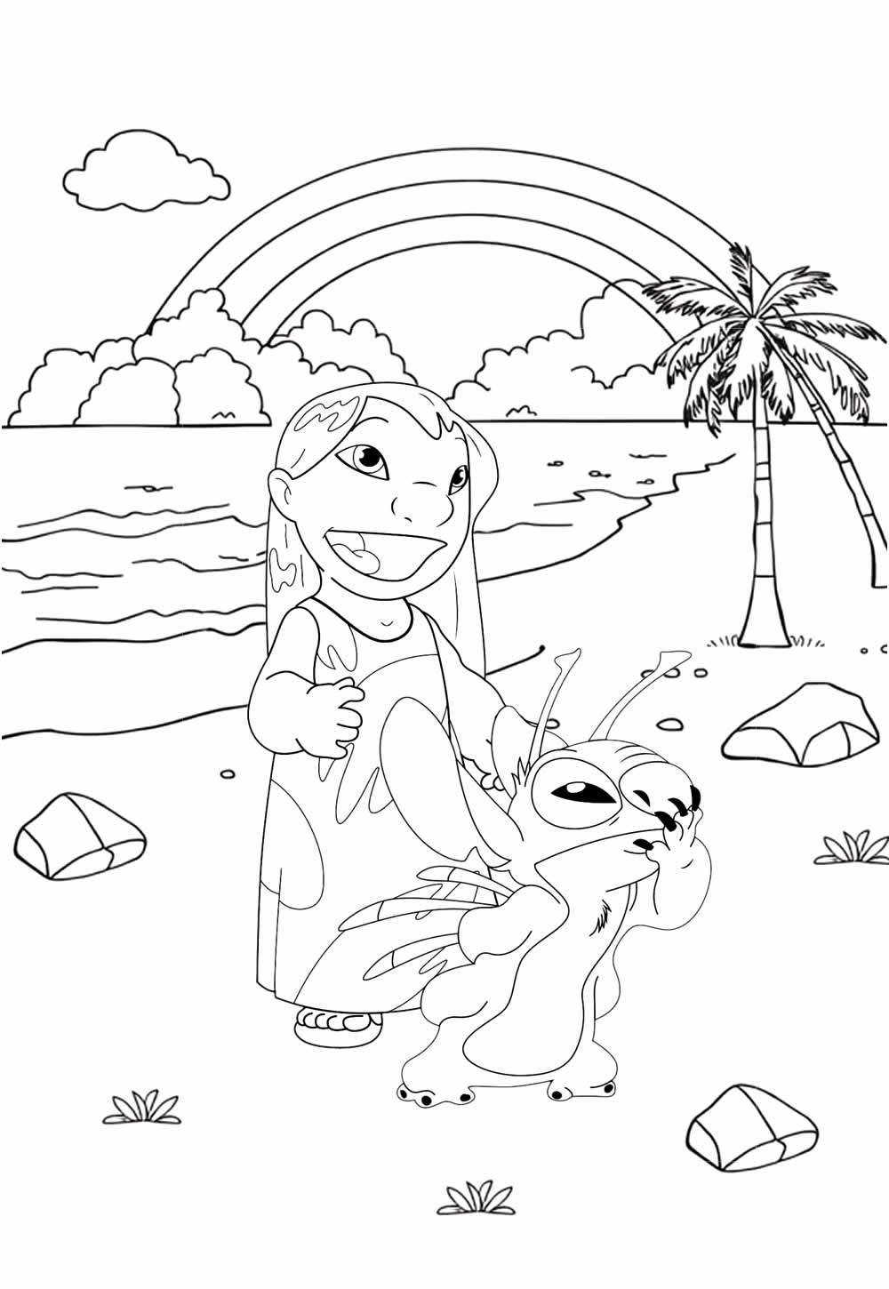 Desenho para colorir de Lilo e Stitch