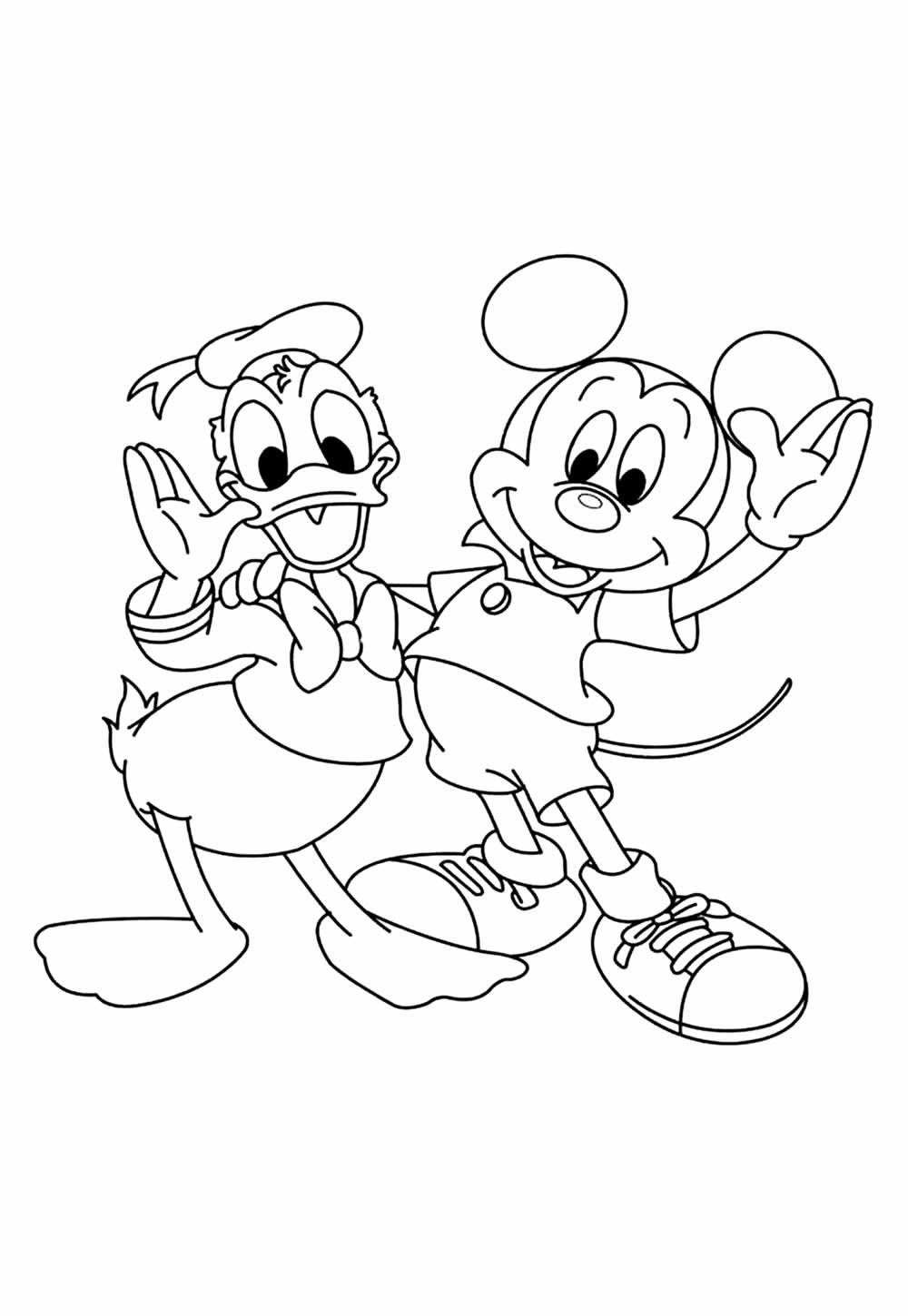 Desenho do Mickey e do Pato Donald para colorir
