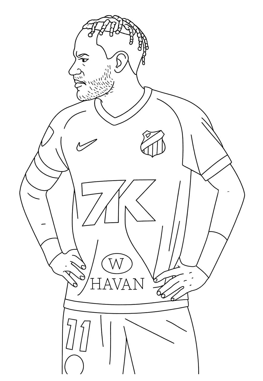 Desenho de Neymar no Santos para colorir