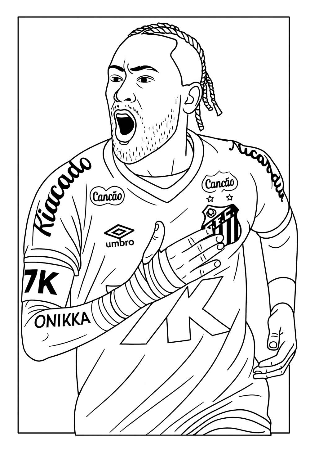 Desenho de Neymar para pintar no Santos