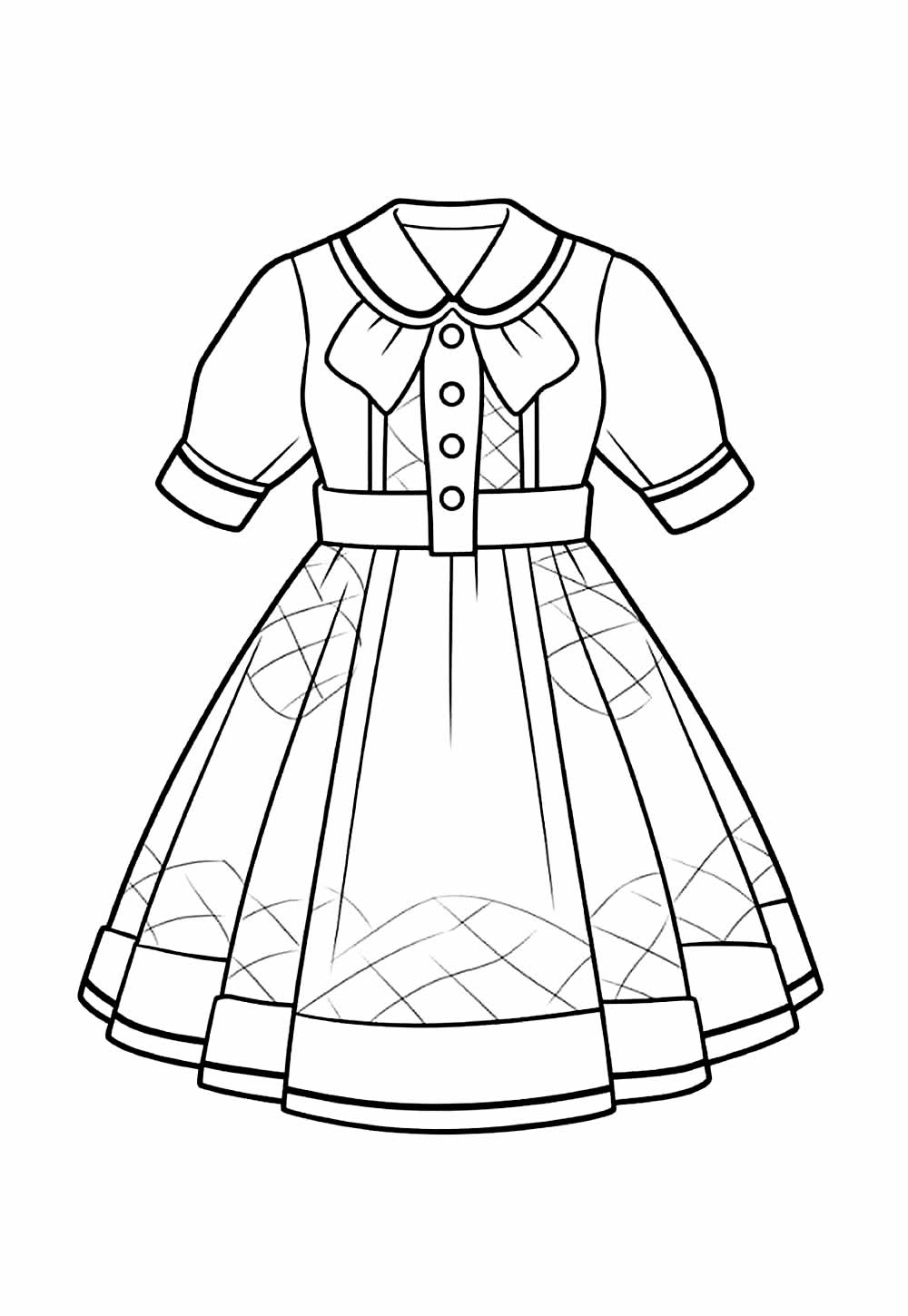Desenho de Vestido Junino para imprimir e pintar