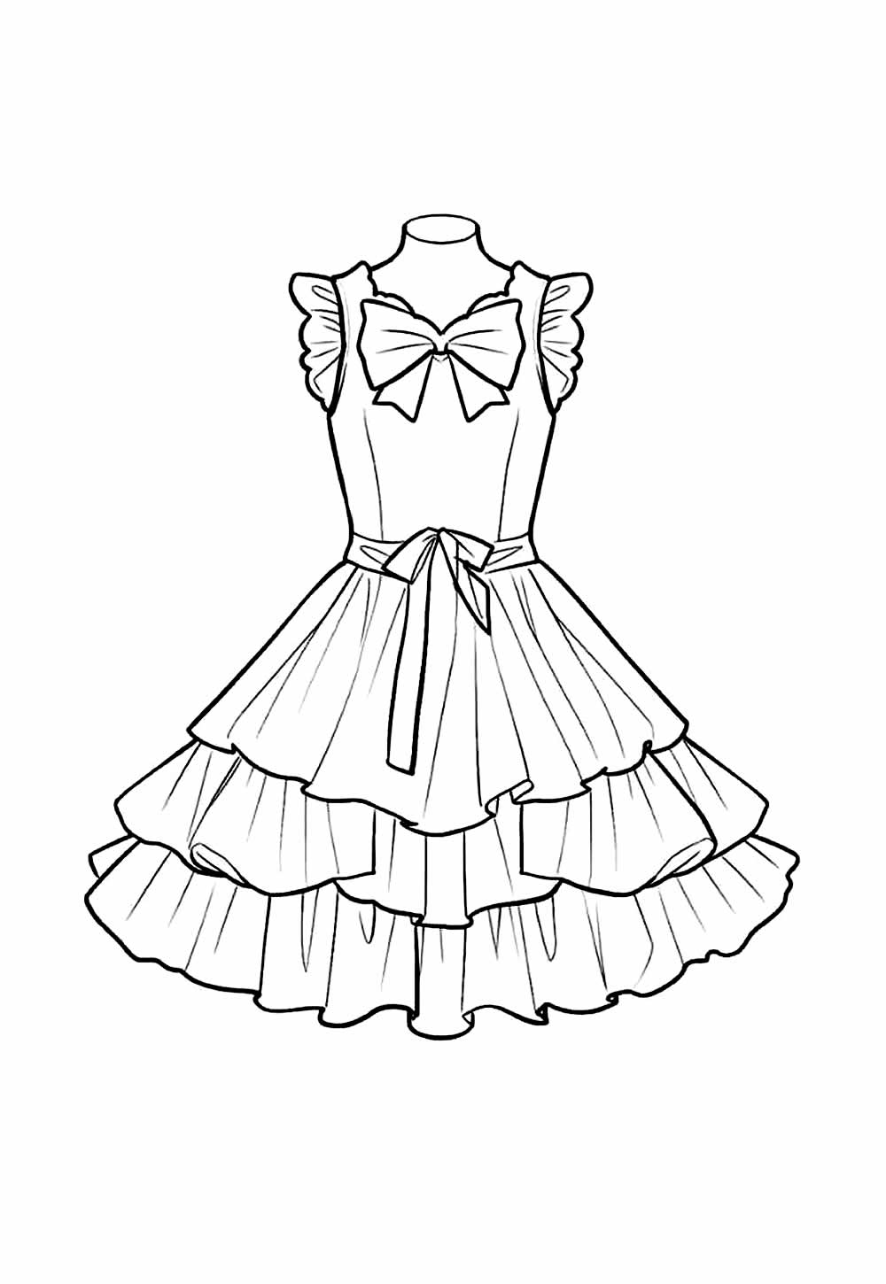 Desenho de Vestido Junino para colorir