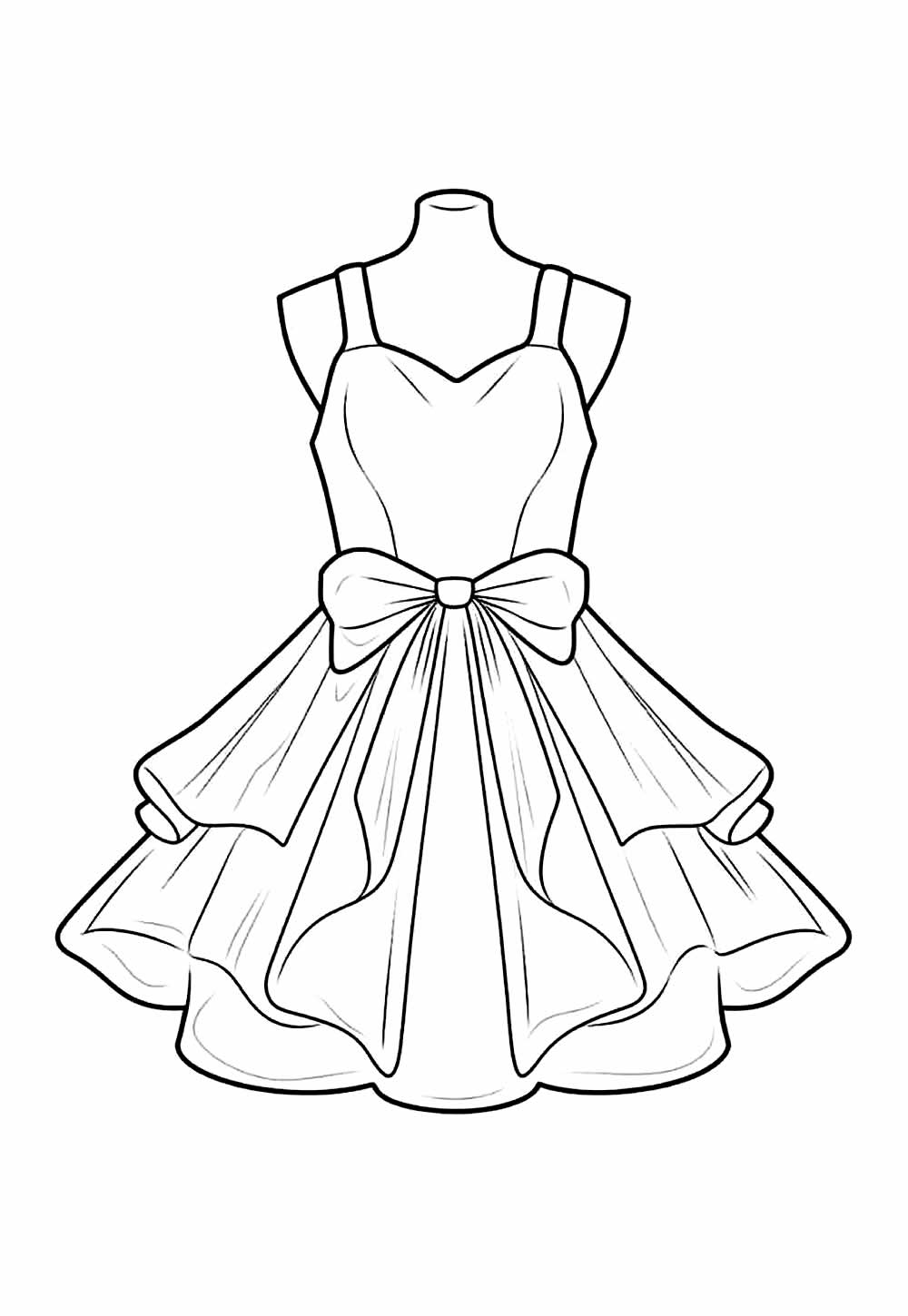 Vestido Junino para imprimir e colorir - Desenho