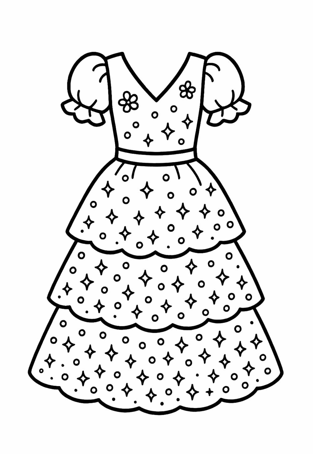 Desenho de Vestido Junino para colorir e pintar