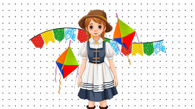 Desenhos de Vestidos Juninos para colorir