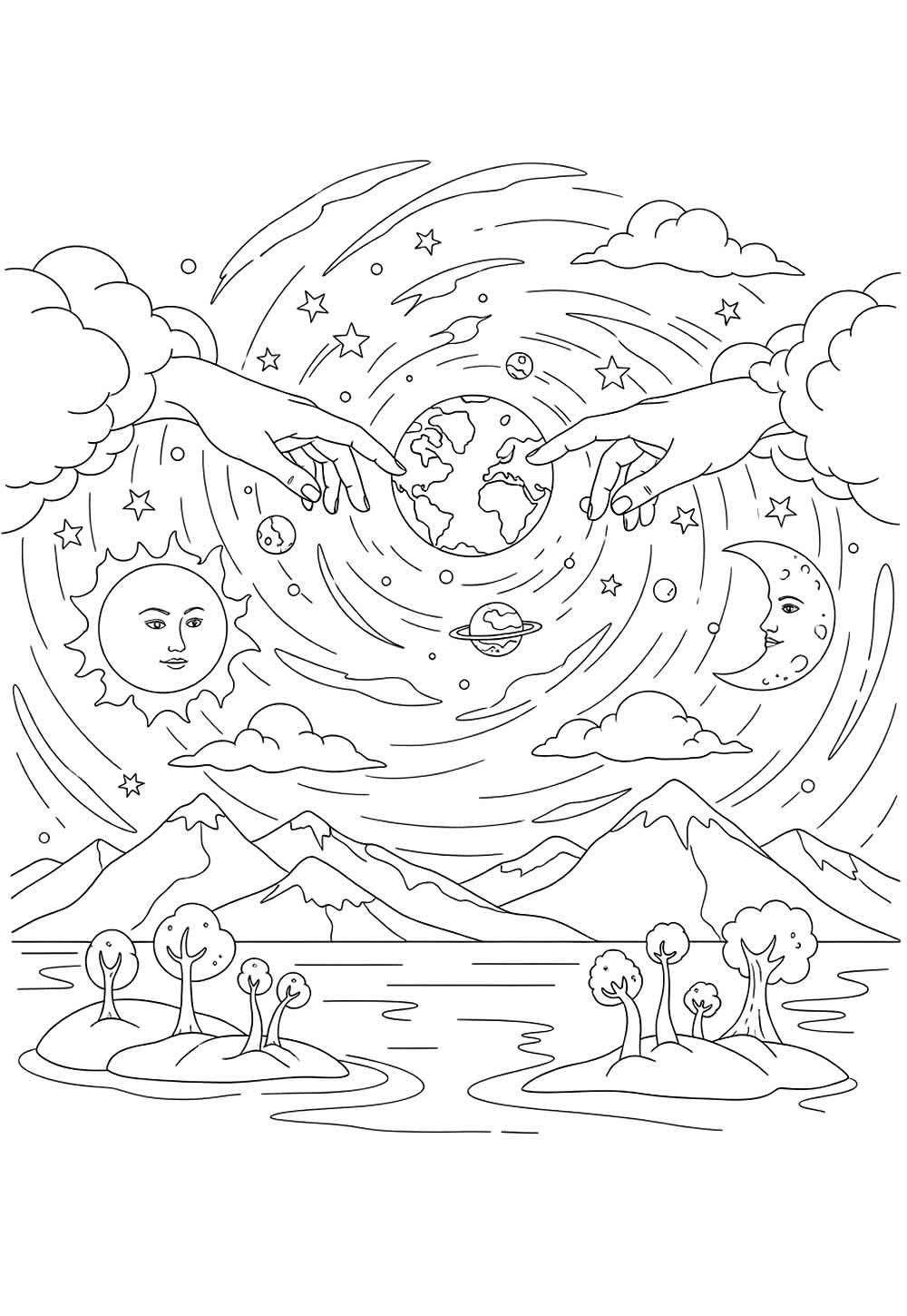 Desenho para pintar da Criação do Mundo