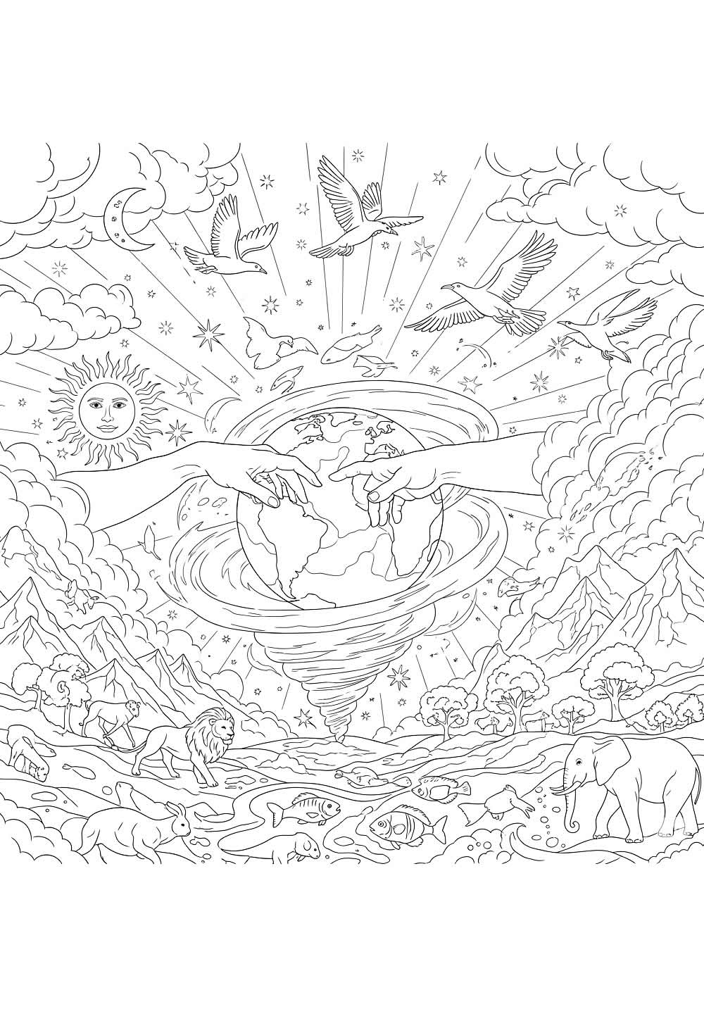 Desenho para colorir da Criação do Mundo