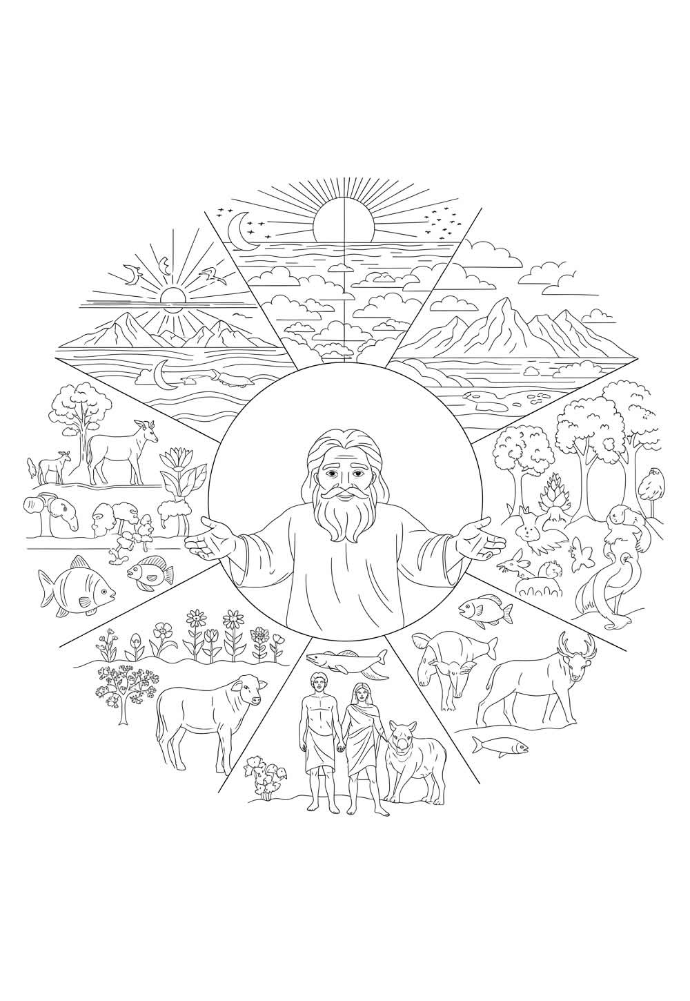 Deus e a Criação do Mundo para pintar