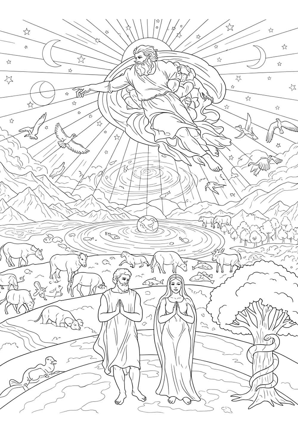 Desenhos Deus e a Criação do Mundo Colorir