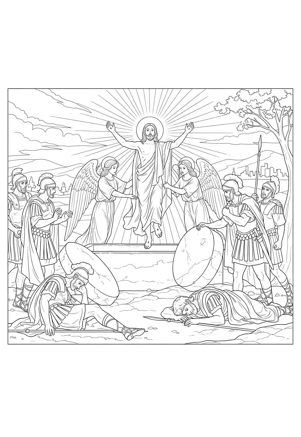 Desenho da Ressurreição de Cristo para colorir