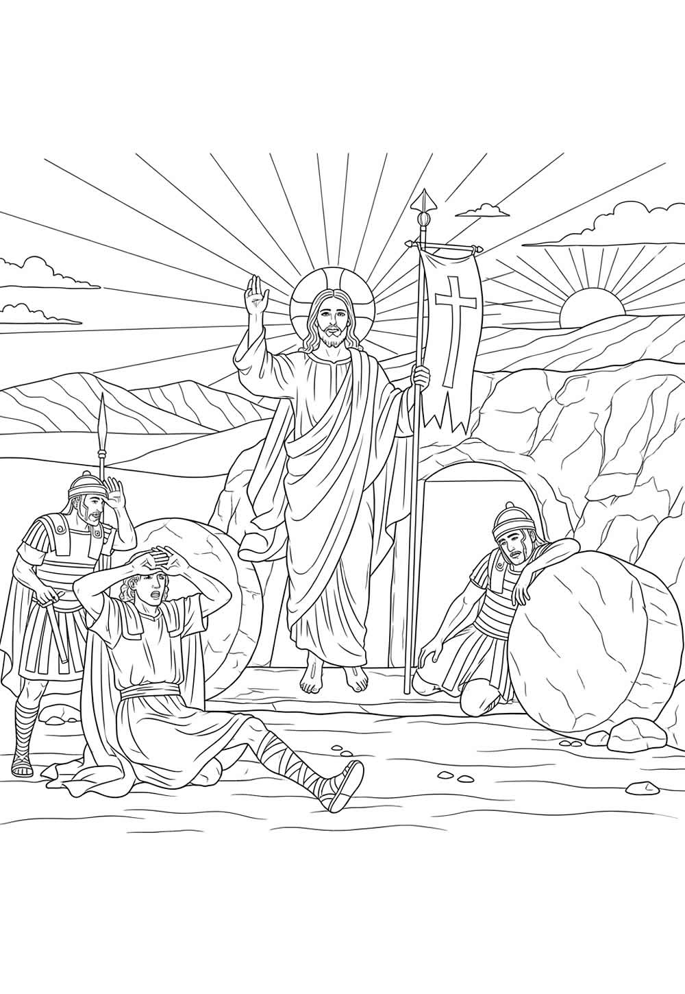 Desenho da Ressurreição de Cristo para pintar