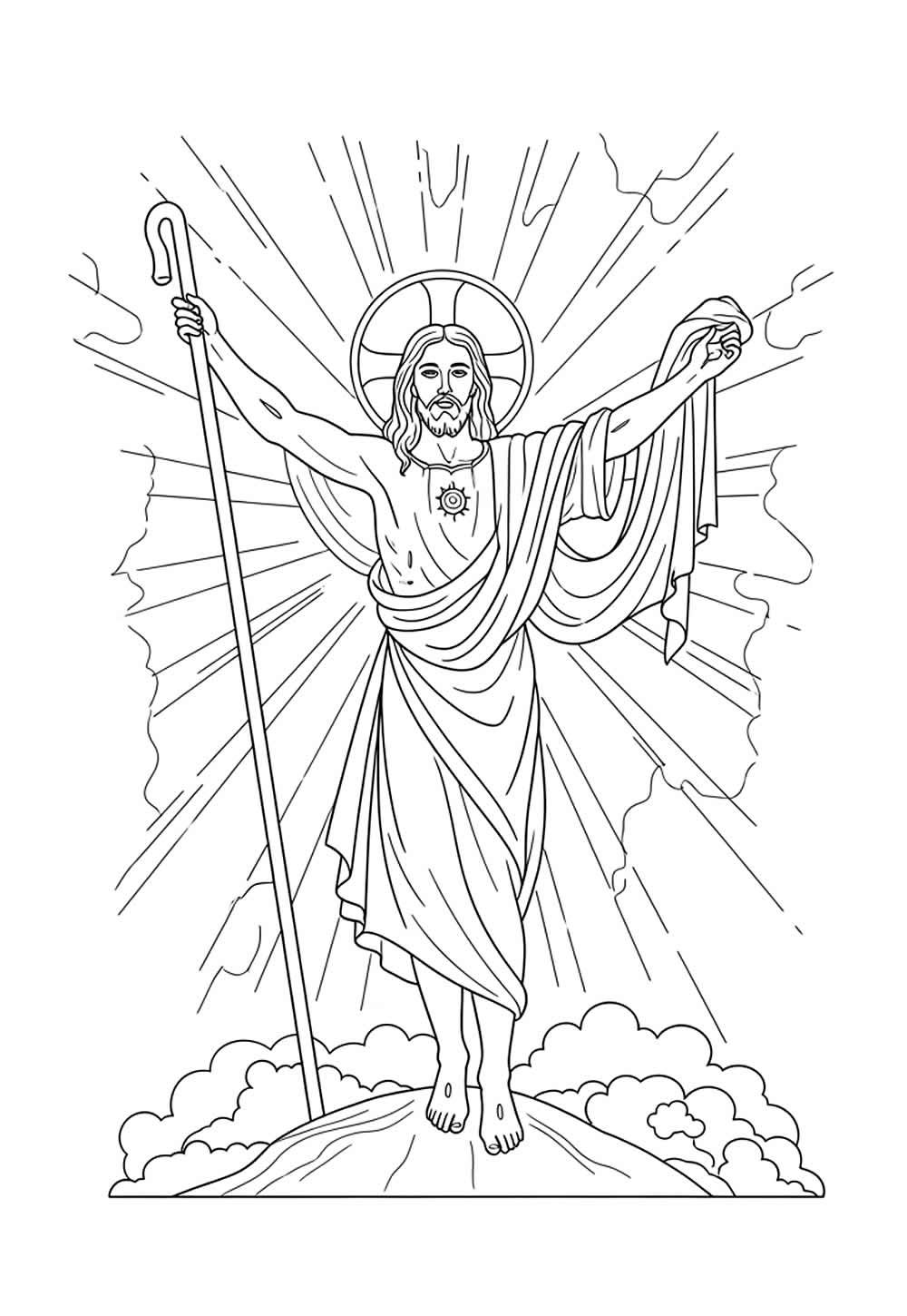 Desenho da Ressurreição de Jesus Cristo para colorir