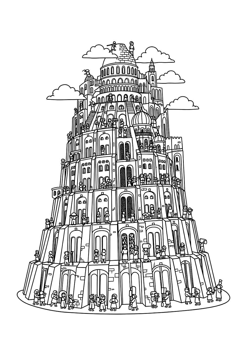 Desenho da Torre de Babel para pintar