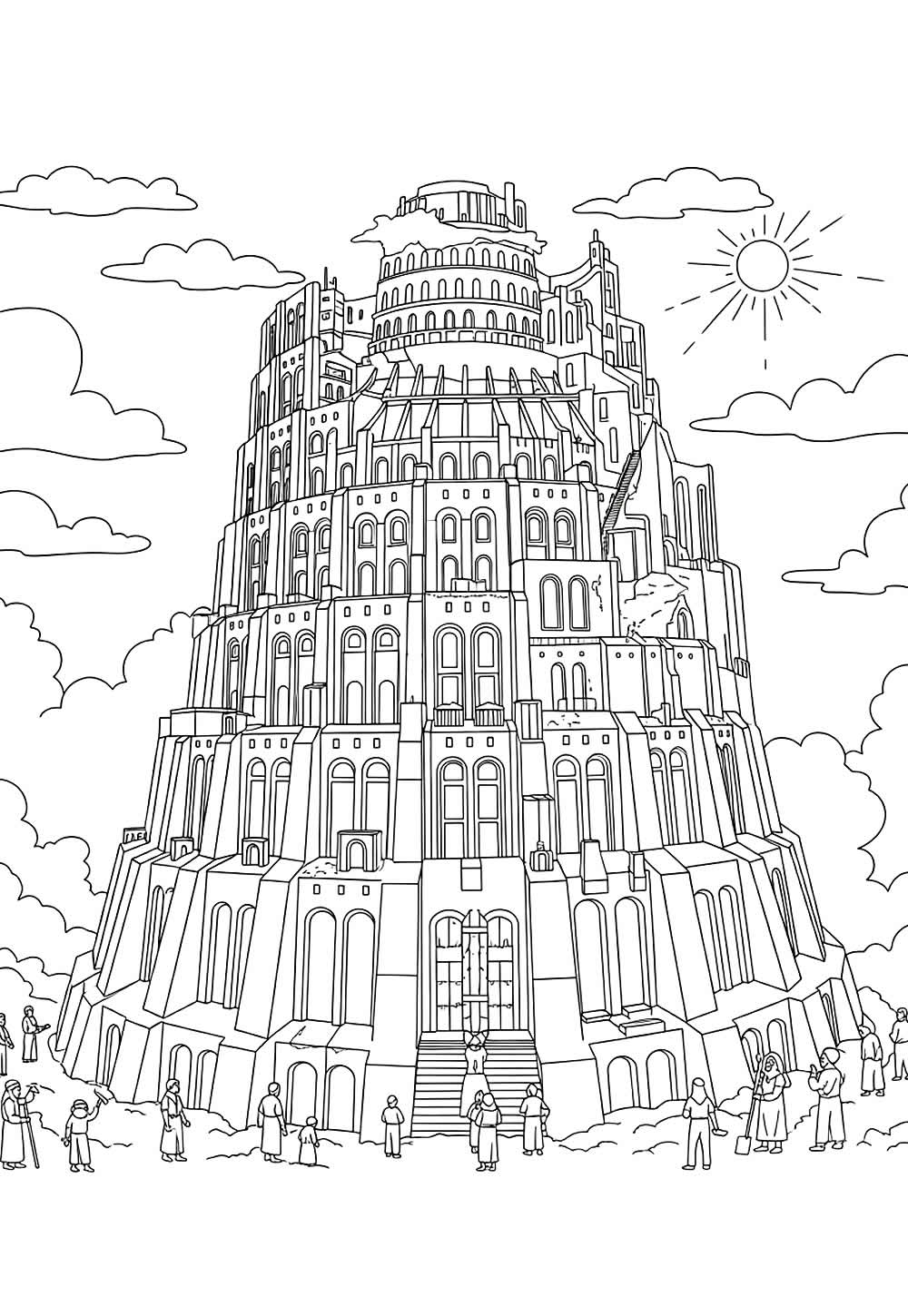 Torre de Babel para colorir
