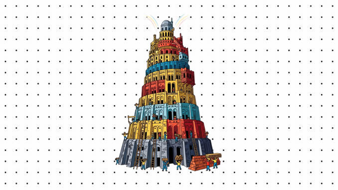 Desenhos de Torre de Babel para colorir