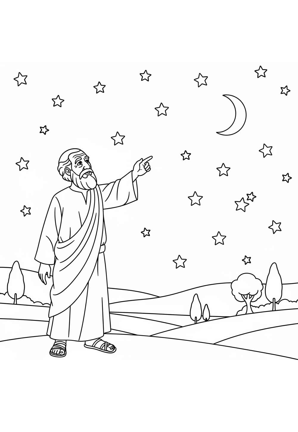 Desenho de Abraão que Olha para as Estrelas para pintar