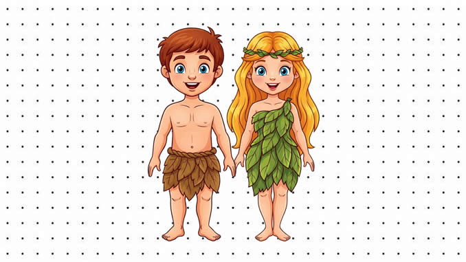 Desenhos de Adão e Eva para colorir