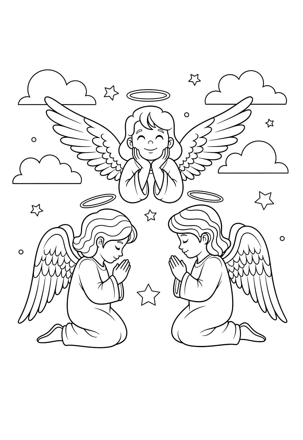 Desenhos de Anjinhos para pintar e colorir