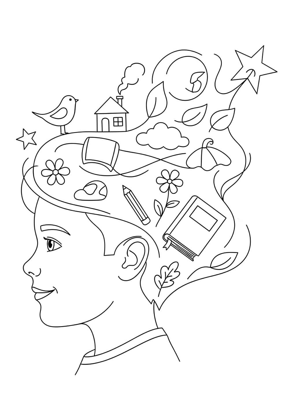 Desenho de Cabelo Maluco para colorir