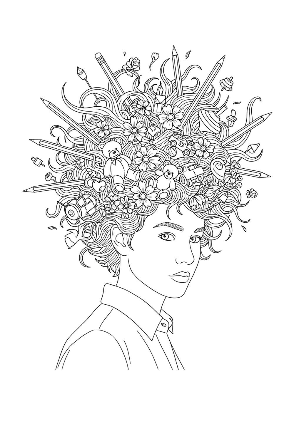 Desenho de Cabelo Maluco para colorir
