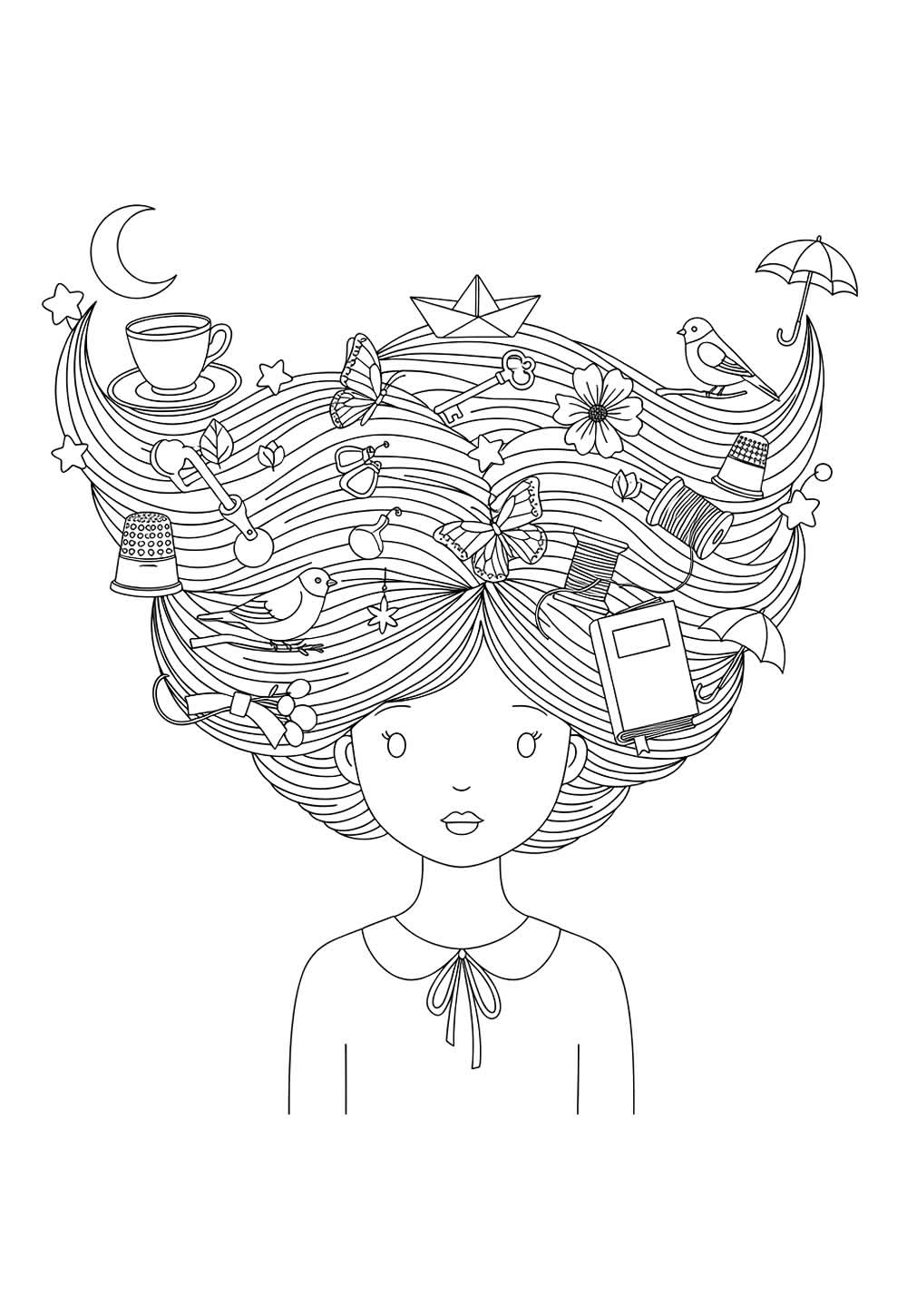 Desenho de Cabelo Maluco para pintar