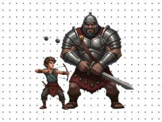 Desenhos de Davi e Golias para colorir