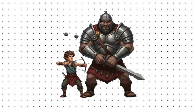 Desenhos de Davi e Golias para colorir