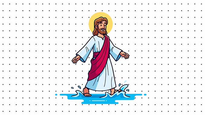 Desenhos de Jesus Caminhando Sobre as Águas para colorir