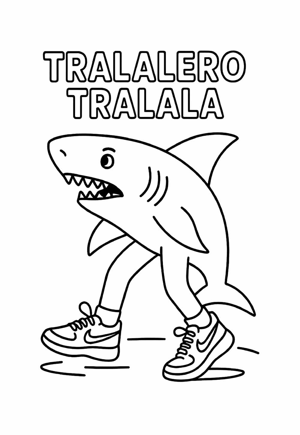 Desenho de Tralalero Tralala para imprimir e pintar