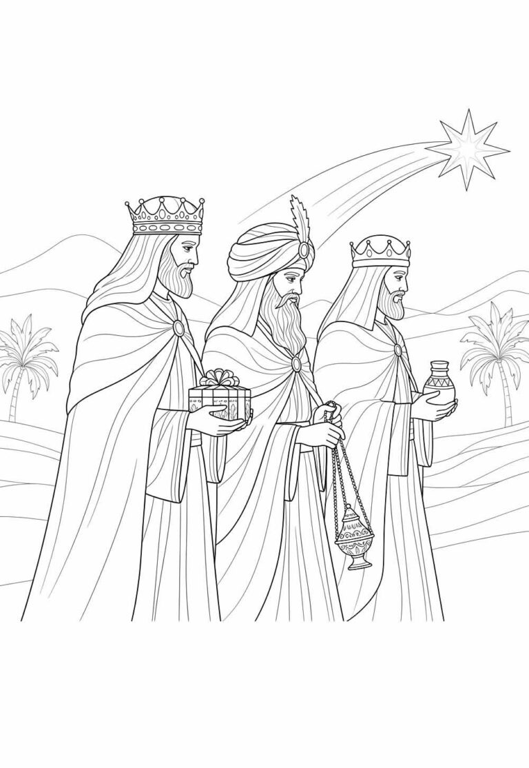 Desenhos dos Três Reis Magos para colorir - Bora Colorir