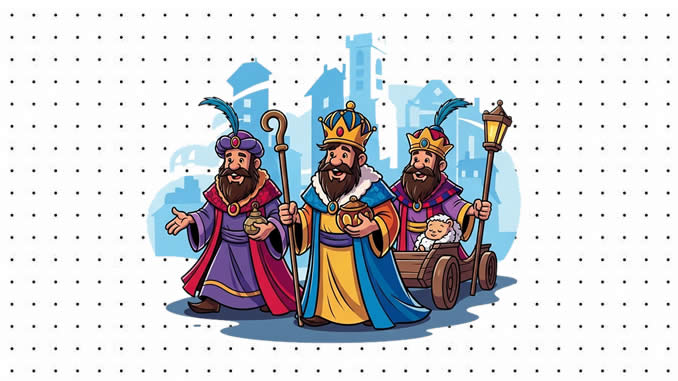 Desenhos dos Três Reis Magos para colorir
