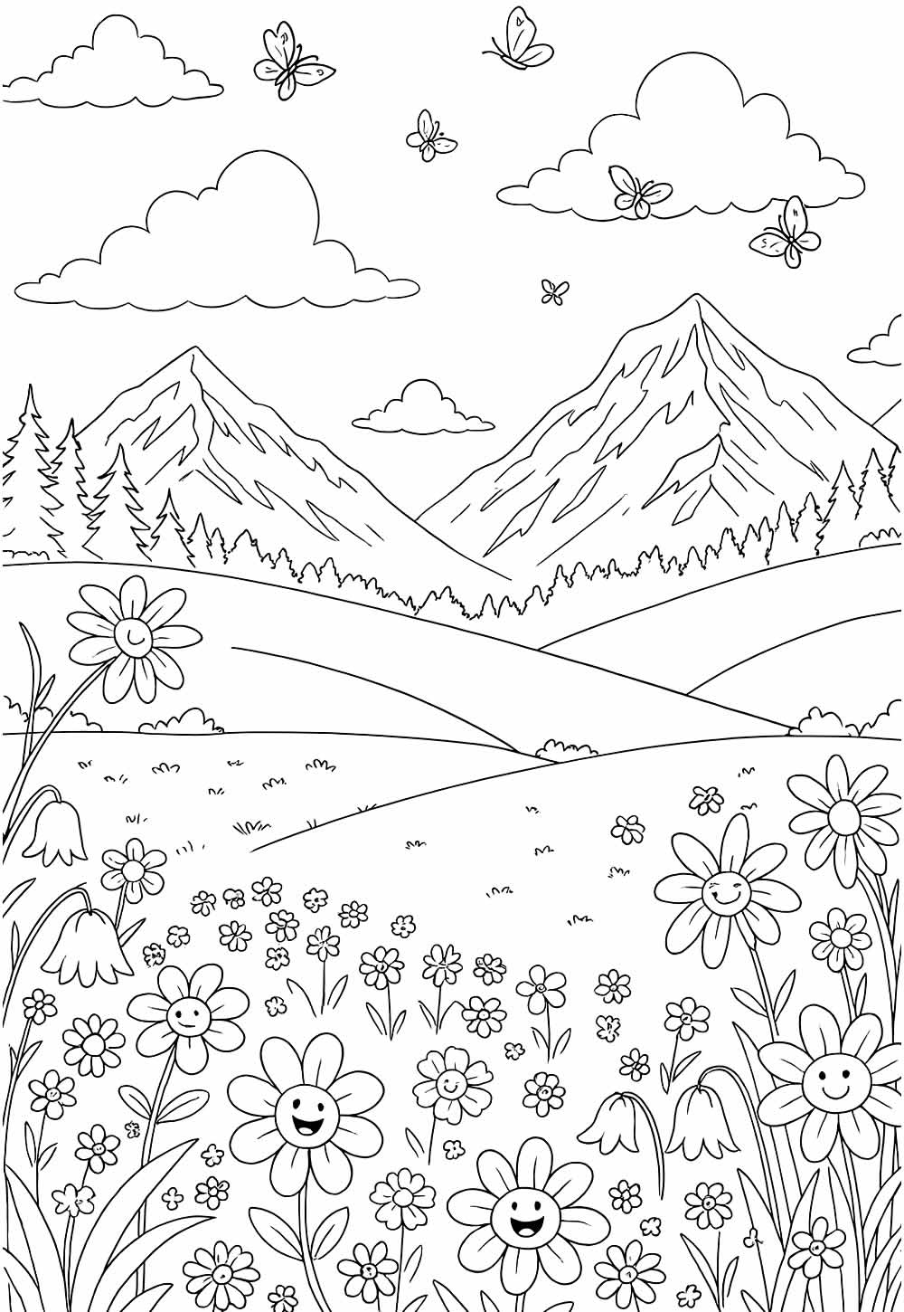 Desenho de Campo Florido para colorir