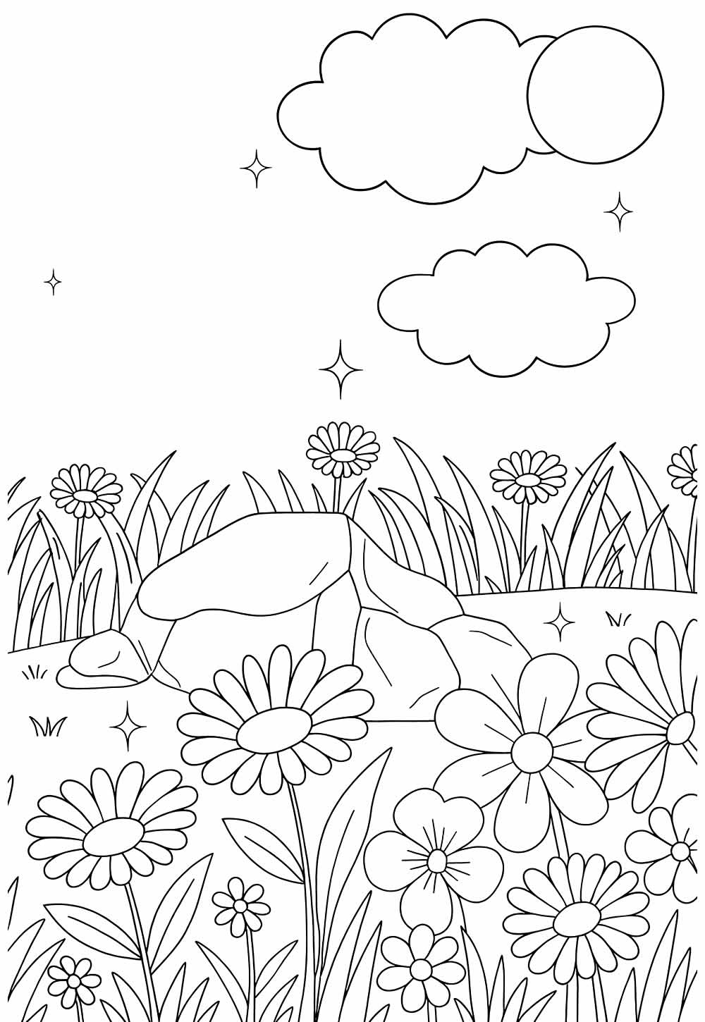 Campos Floridos para colorir