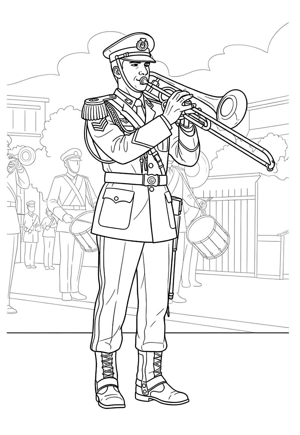 Desenhos de Desfile Militar para pintar