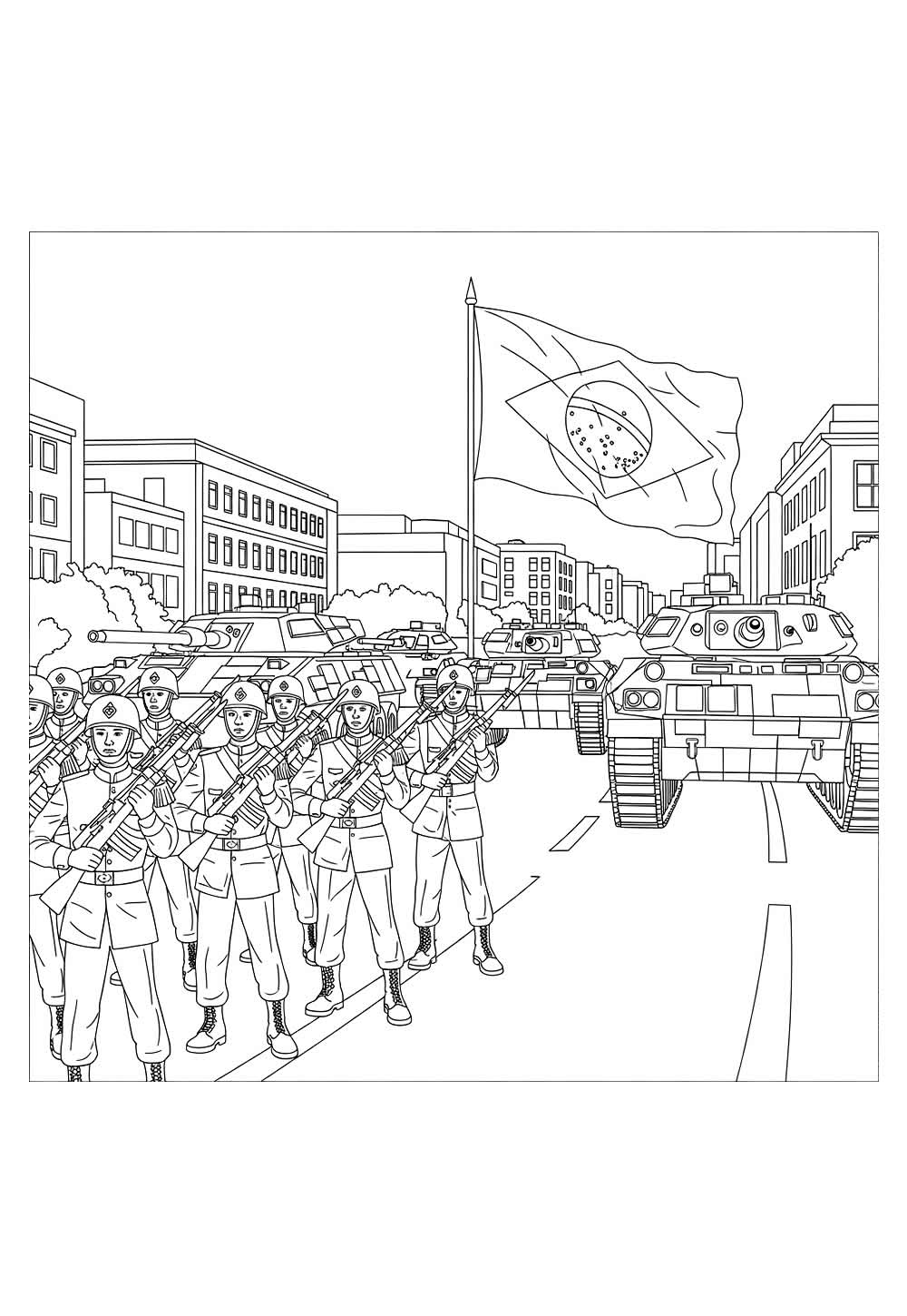 Desenho de Desfile da Independência para colorir
