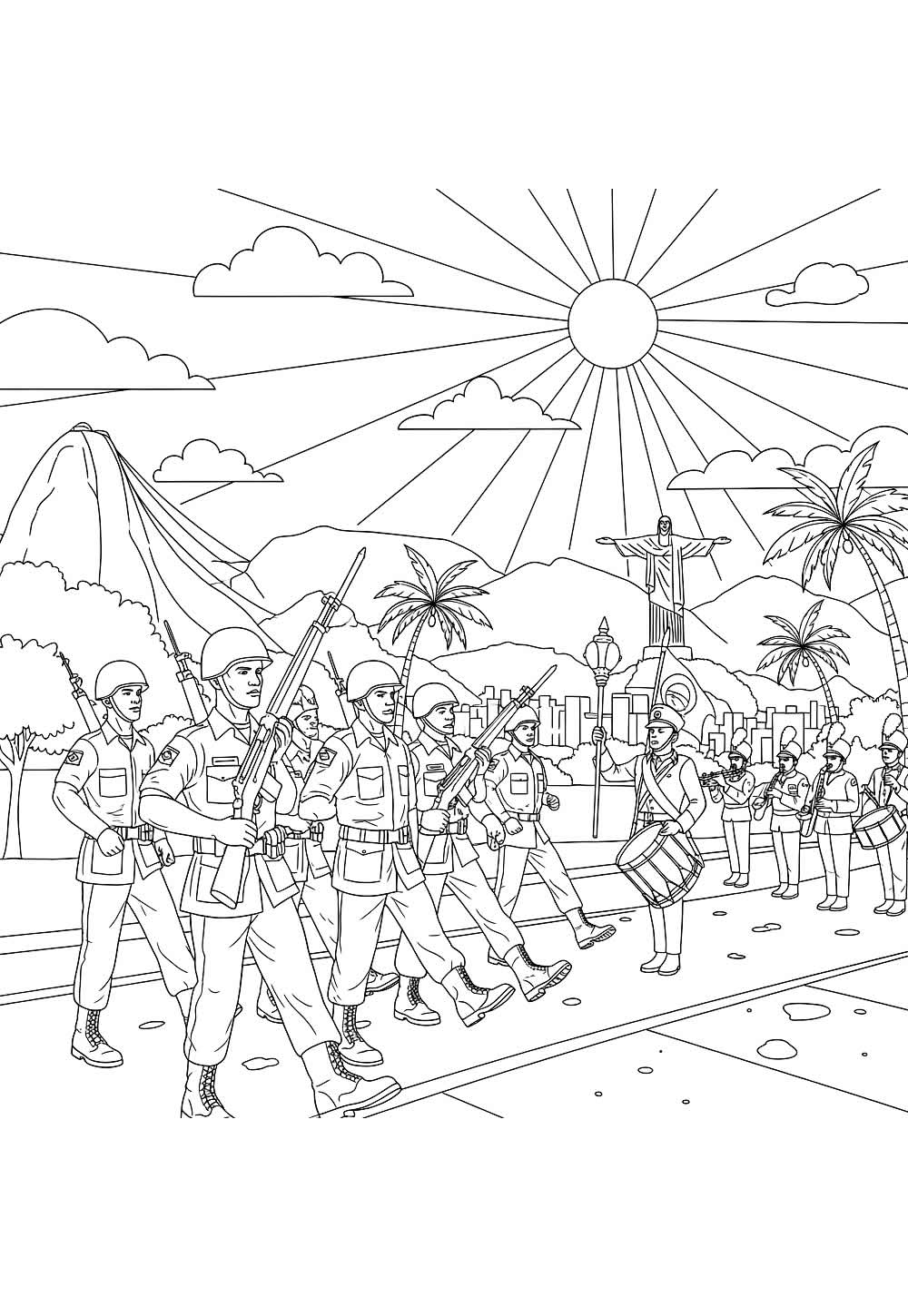 Desenho de Desfile de Dia da Independência para colorir