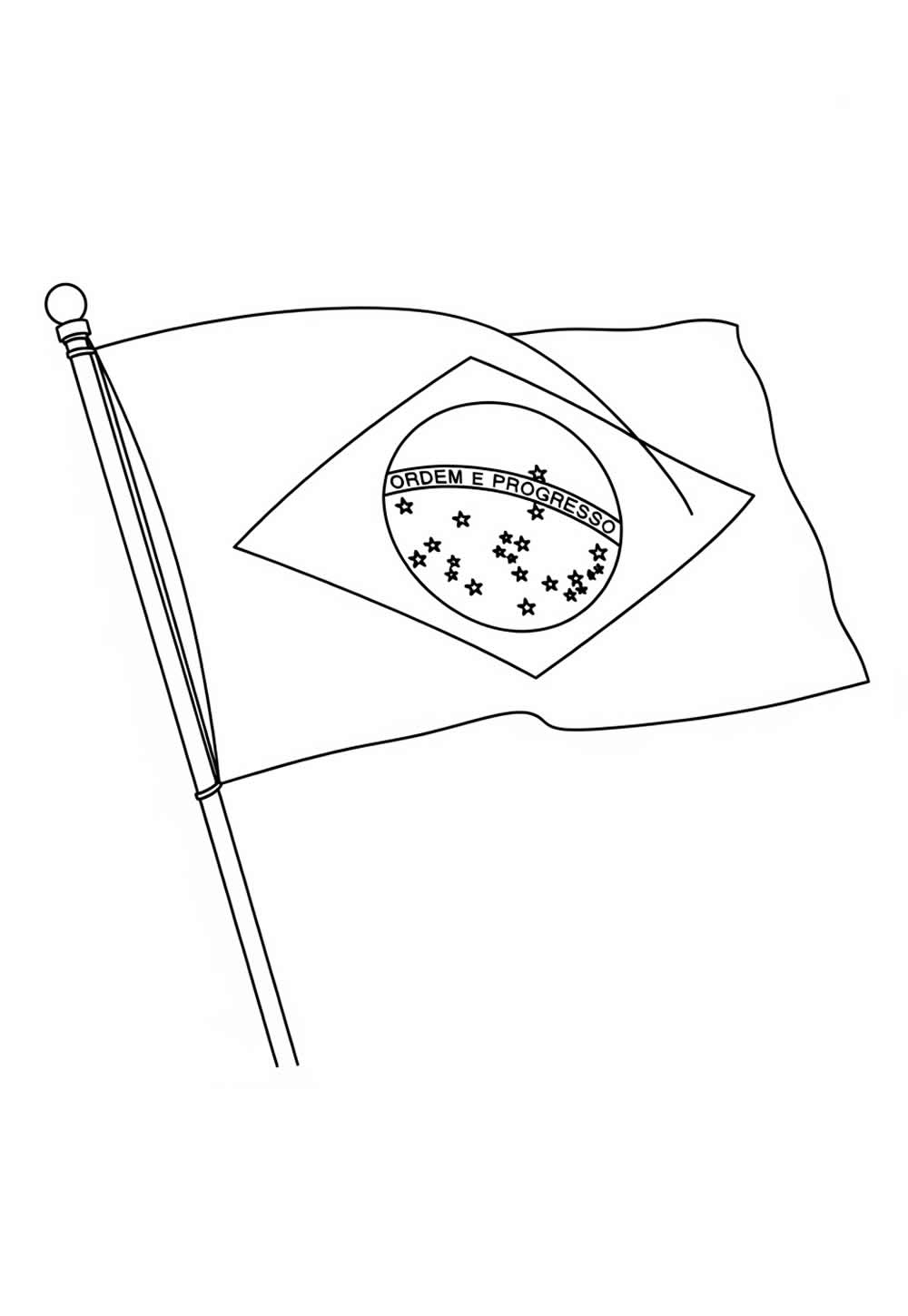Desenho de Dia da Independência para pintar - Bandeira do Brasil