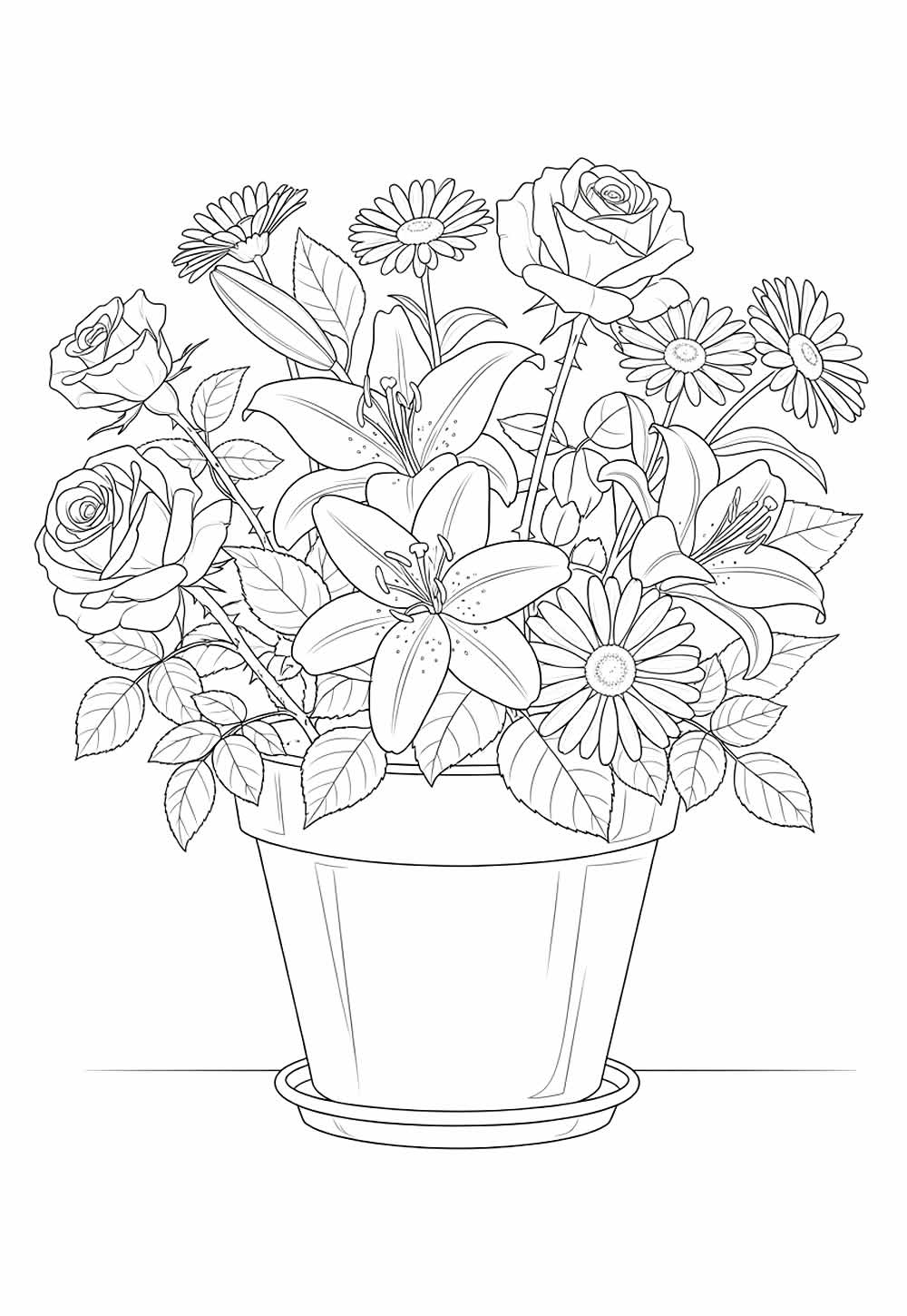 Desenho Flores Vaso
