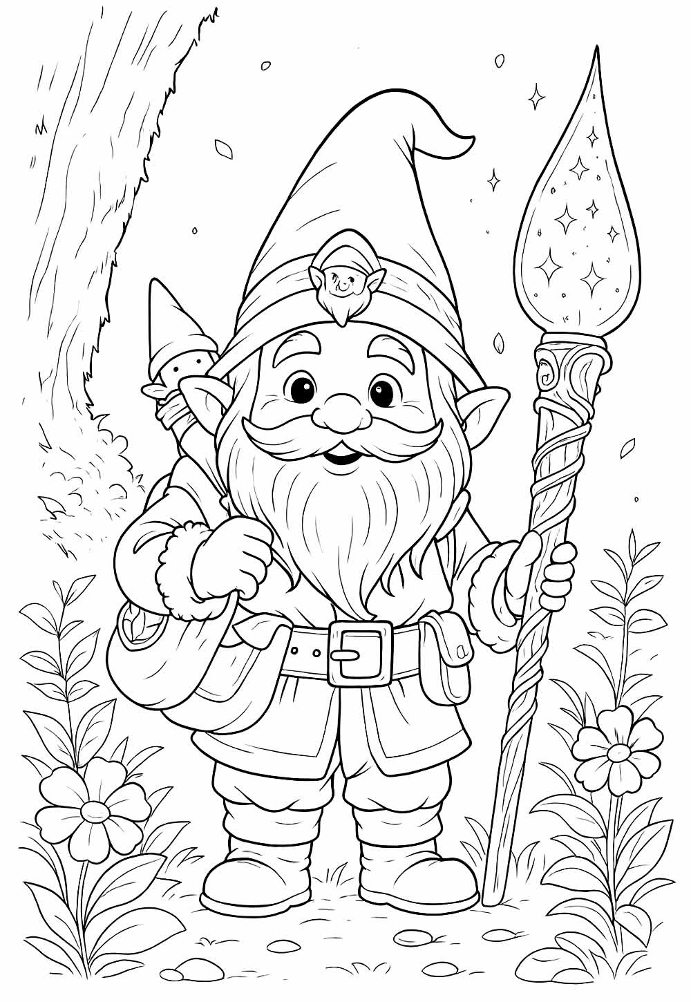 Desenho de Gnomo para imprimir e colorir