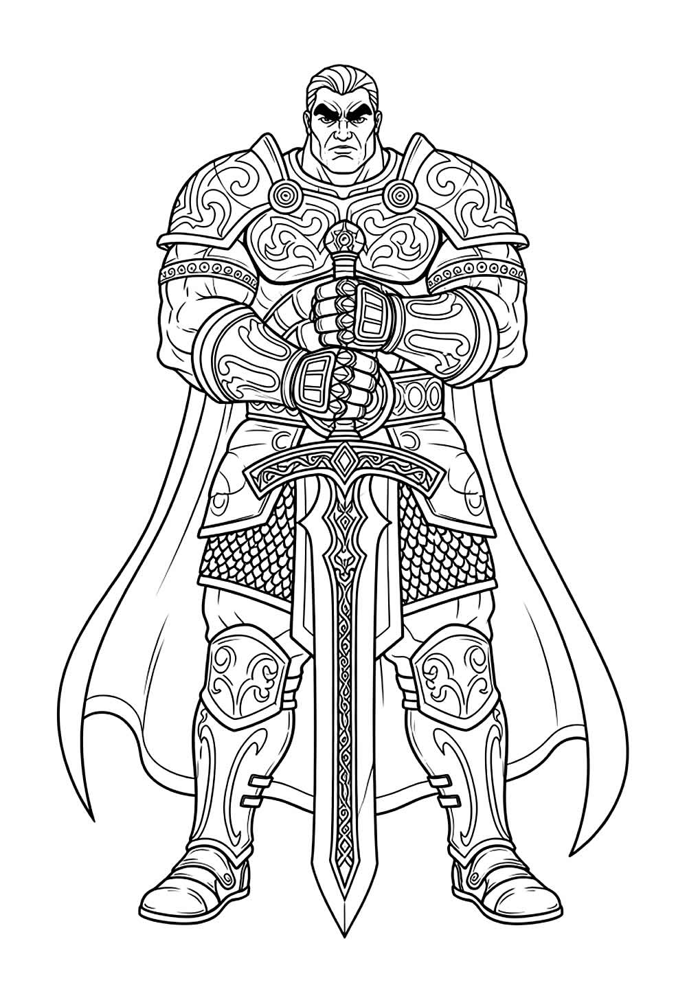 Desenho de Guerreiro com Armadura para colorir