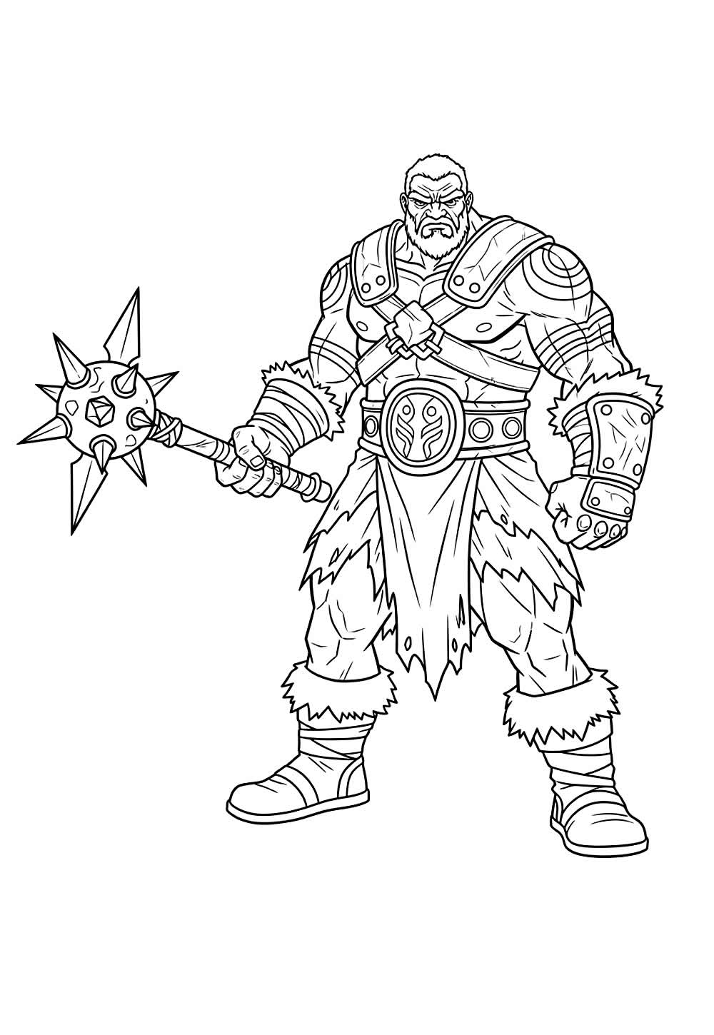 Desenho de Guerreiro com Mace para colorir