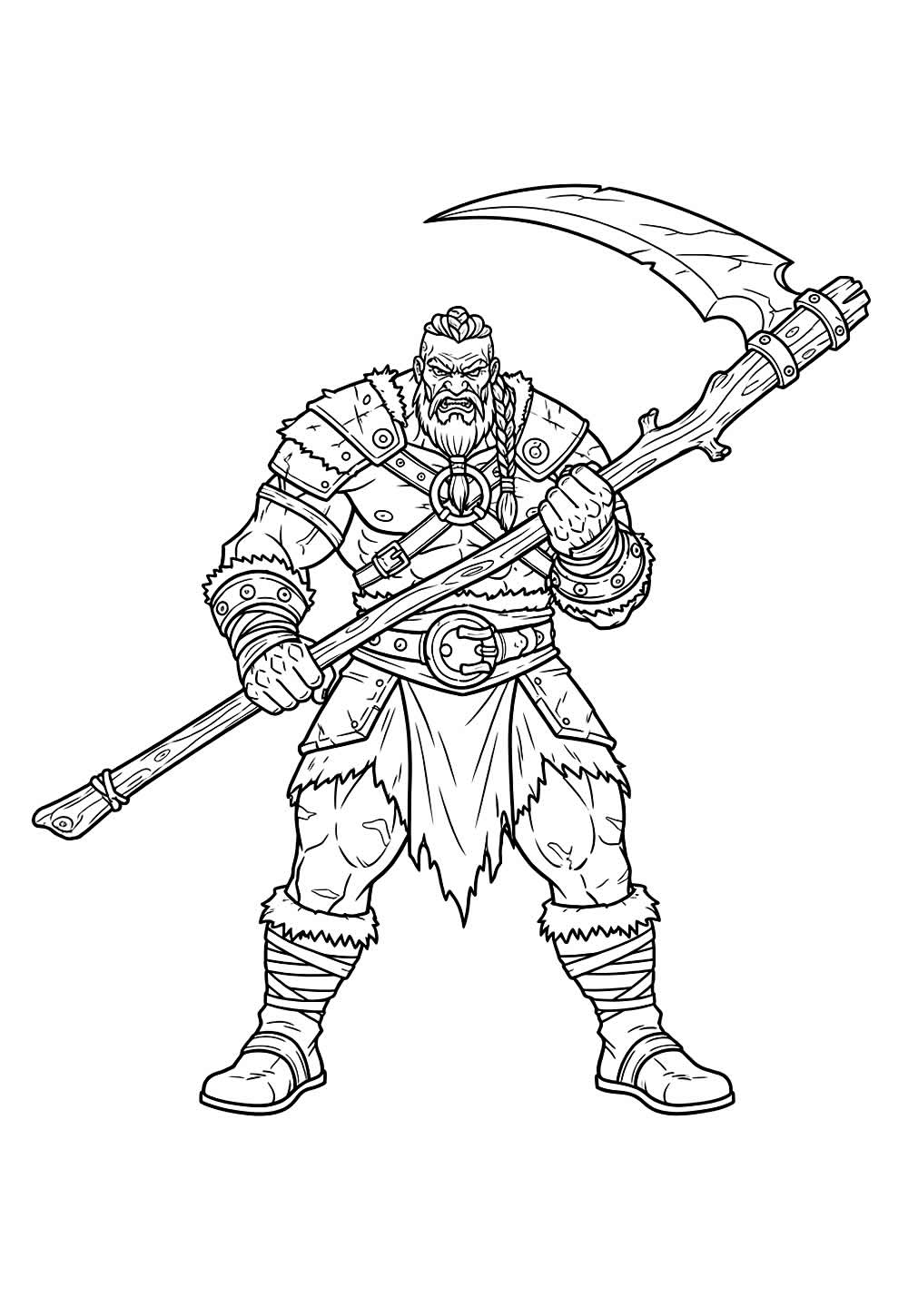 Desenho de Guerreiro com Foice para colorir