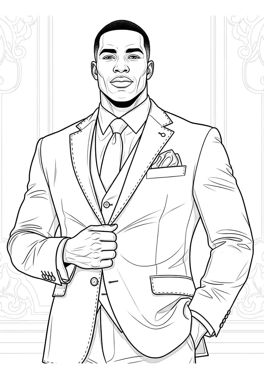 Desenho de Homem Forte Negro para colorir