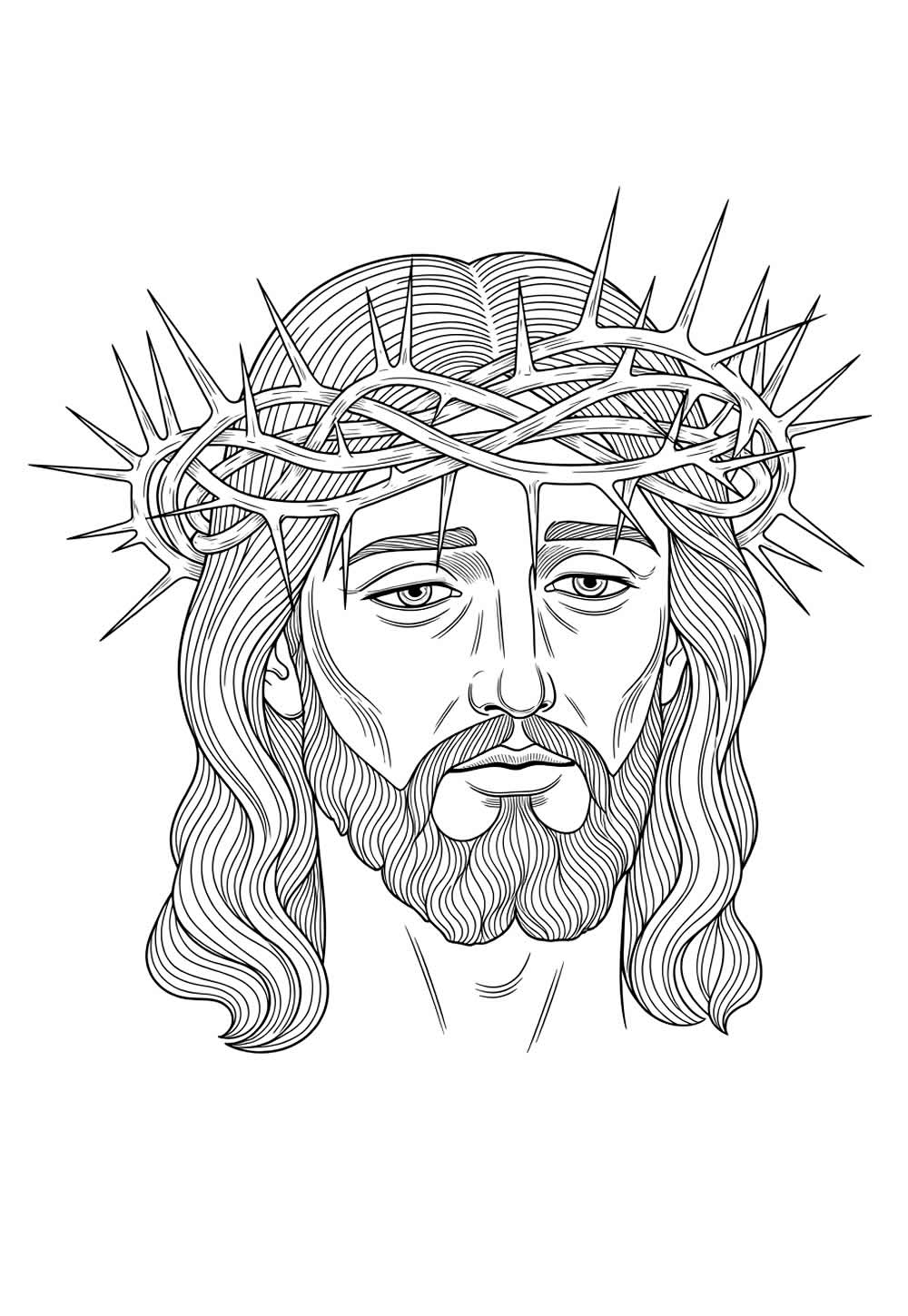 Desenho de Jesus com Coroa de Espinhos para colorir
