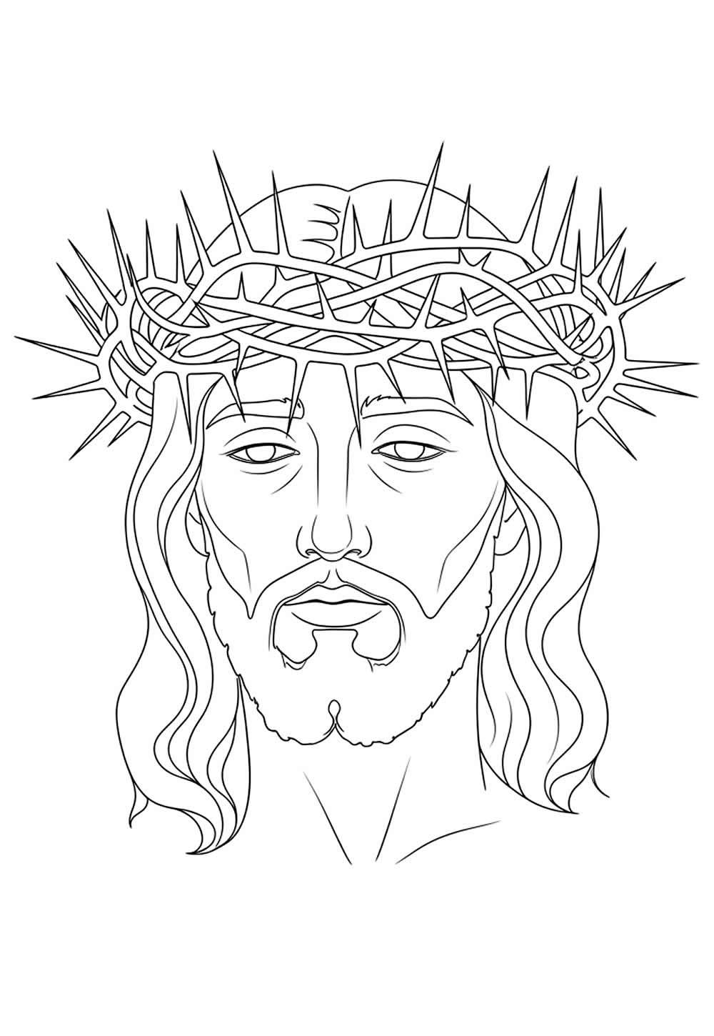 Desenho de Jesus com a Coroa de Espinhos para colorir