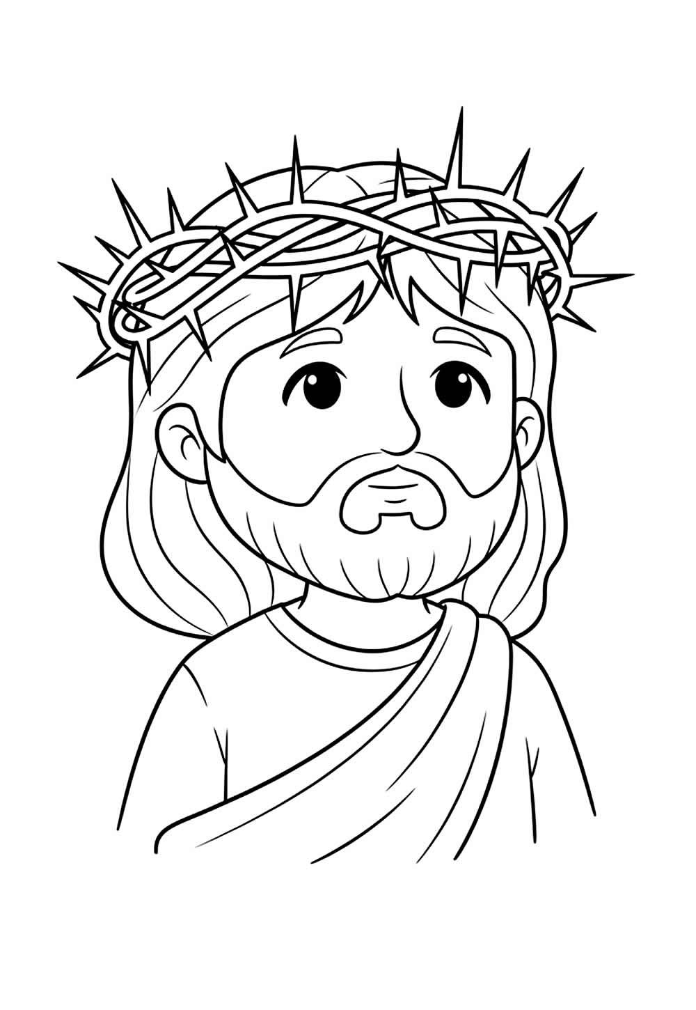 Desenho de Jesus com Coroa de Espinhos para pintar