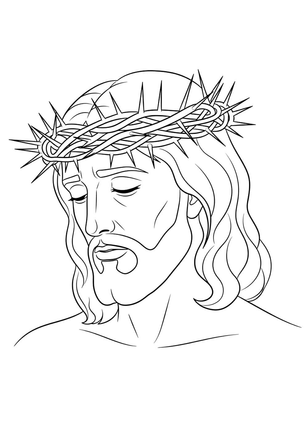 Jesus com a Coroa de Espinhos para colorir