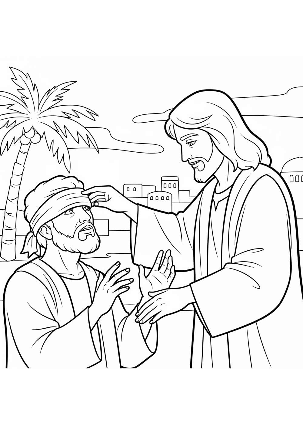 Desenho de Jesus Fazendo Milagres para pintar