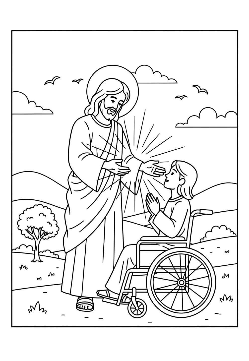 Jesus Fazendo Milagres para pintar - Curando Paraplégico